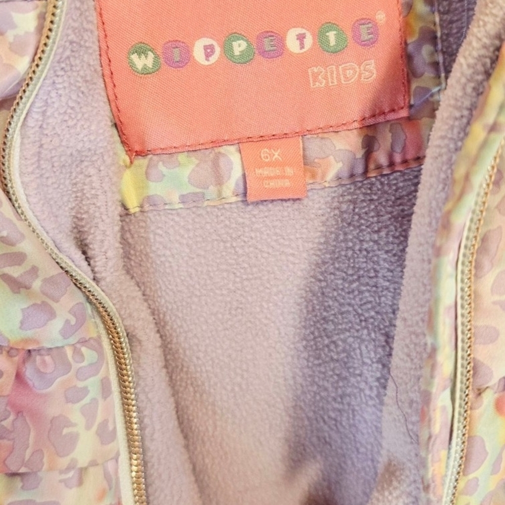 Pastel Leopard Print Ruffle Puffer Jacket - Picture 6 of 7